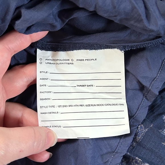 Free People My Love Mini Dress Navy Long Sleeve Boho Cottagecore Bohemian NWT XS - Picture 11 of 12